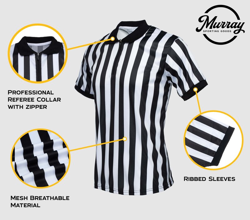 Murray Sporting Goods Men’s Referee Shirt Collared | Official Mens Ref Shirt Jersey Short Sleeve - Football Halloween Costume (Large)