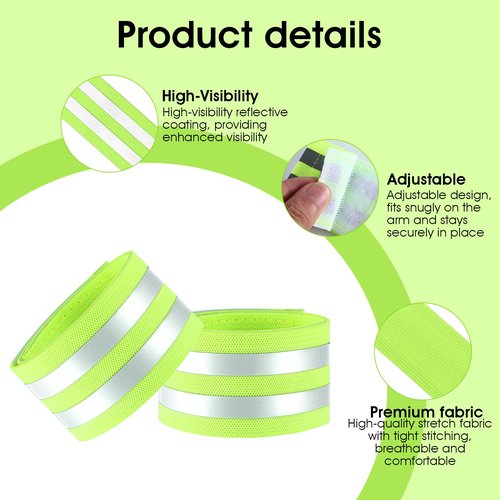 Eldraqth 4 Pcs High Visibility Reflective Sash Armbands Sash for Walking at Night Ankle Straps Elastic Reflective Running Gear Safety Reflector Tape Straps for Cycling Running Walking Night Work