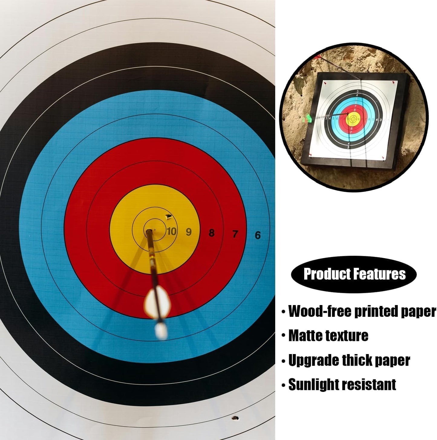 20PCS Archery Target, Archery Targets, Hunting Targets & Accessories, 16X16in - 10 Ring Bow and Arrow Targets(Standard Archery,with 1 Pen&4 pins)