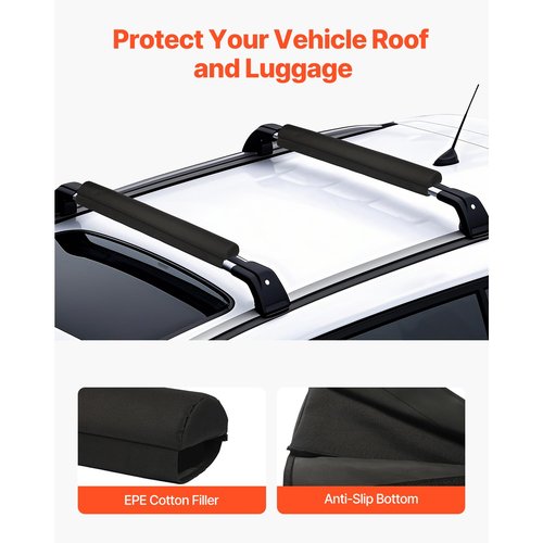 Happybuy Cushioned Roof Rack Pads, 28" Universal Vehicle Roof Rack Pads for Various Crossbars, 88LBS Weight Capacity Luggage Kayak Holder with 2 Straps & Velcros for SUPs, Canoes, Snowboards