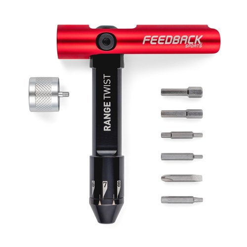 Feedback Sports | Range Twist Torque Wrench (2-8Nm) | Includes 10 Fastener Sizes in 6 S2 Steel Bits | For Bicycle Maintenance and Repair