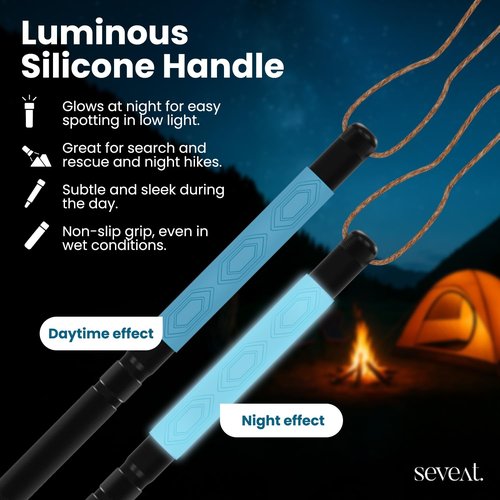 Multifunctional Tactical Hiking Stick – Lightweight Collapsible Trekking Pole with Survival Tools, Walking Staff for Camping, Hiking, Self-Defense, Outdoor Gear with Bag for Men, Dad, Husband (Black)