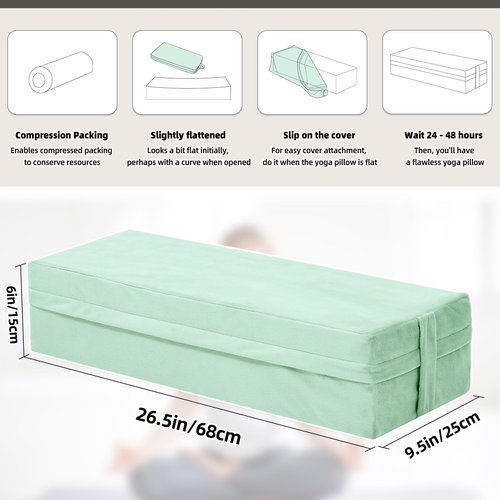 GOFORIT Yoga Bolster Pillow for Meditation and Support,Rectangular Meditation Pillow for Restorative Yoga,26.5"X9.5" X6"