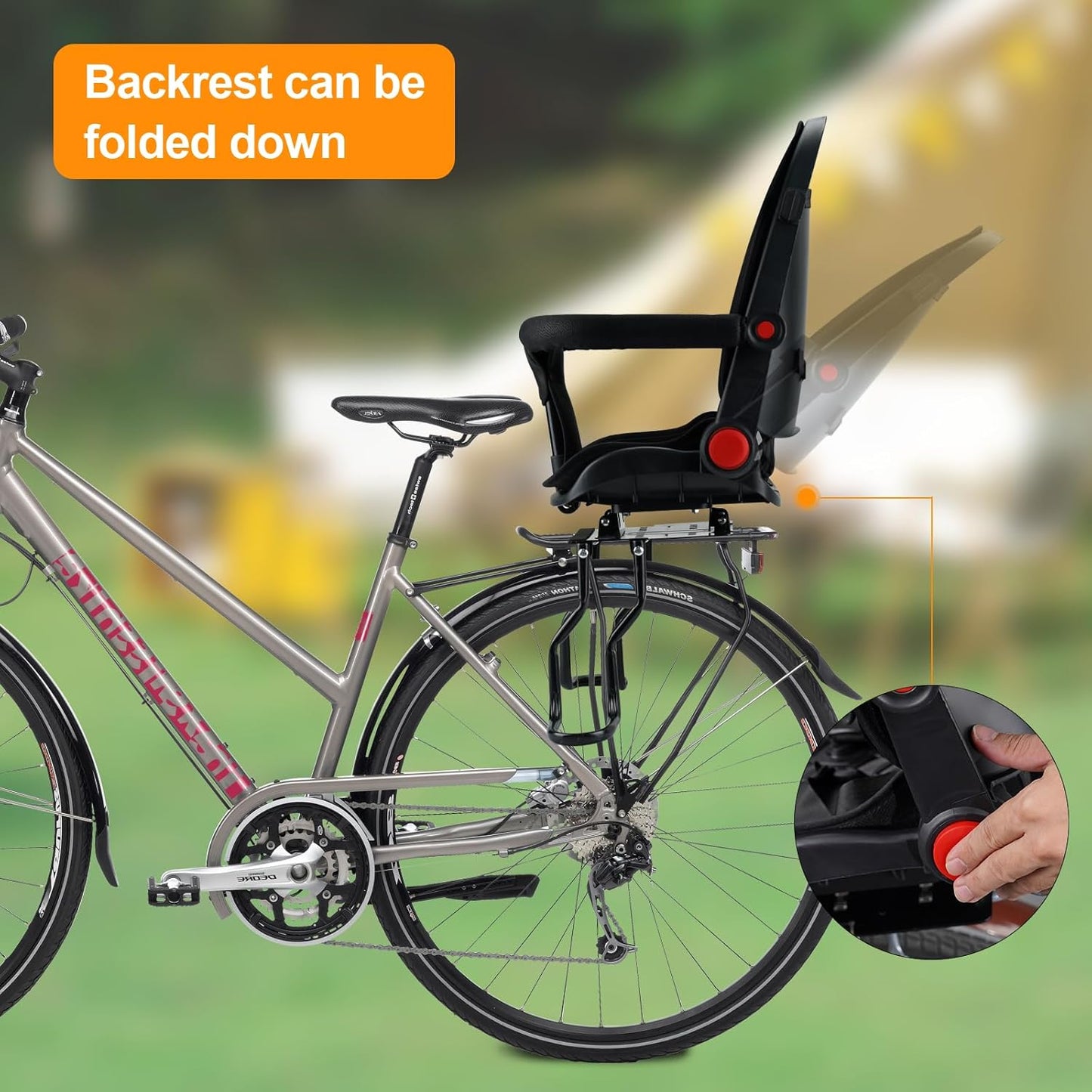 2025 New Rear Child Bike Seat, Child Bike seat for 1-3 Years Old,Rotatable Rear Mounted Toddler Bike Seat,Rear Frame Mounted Baby Bike Seats Kids Safety