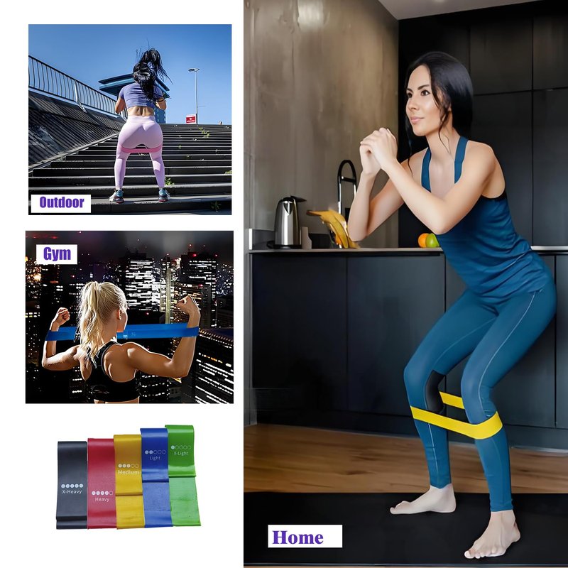 ZanXinY Resistance Loop Exercise Bands with Instruction Guide, Set of 5