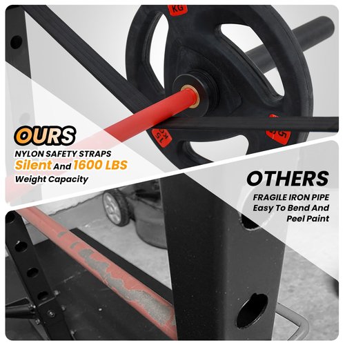 Power Cage with LAT Pulldown, Multi-Functional Power Rack with Cable Pulley System and J-Hooks, Squat Rack with Dip Bars and Landmine Attachment, Weight Cage for Home Gym Equipment (Black)