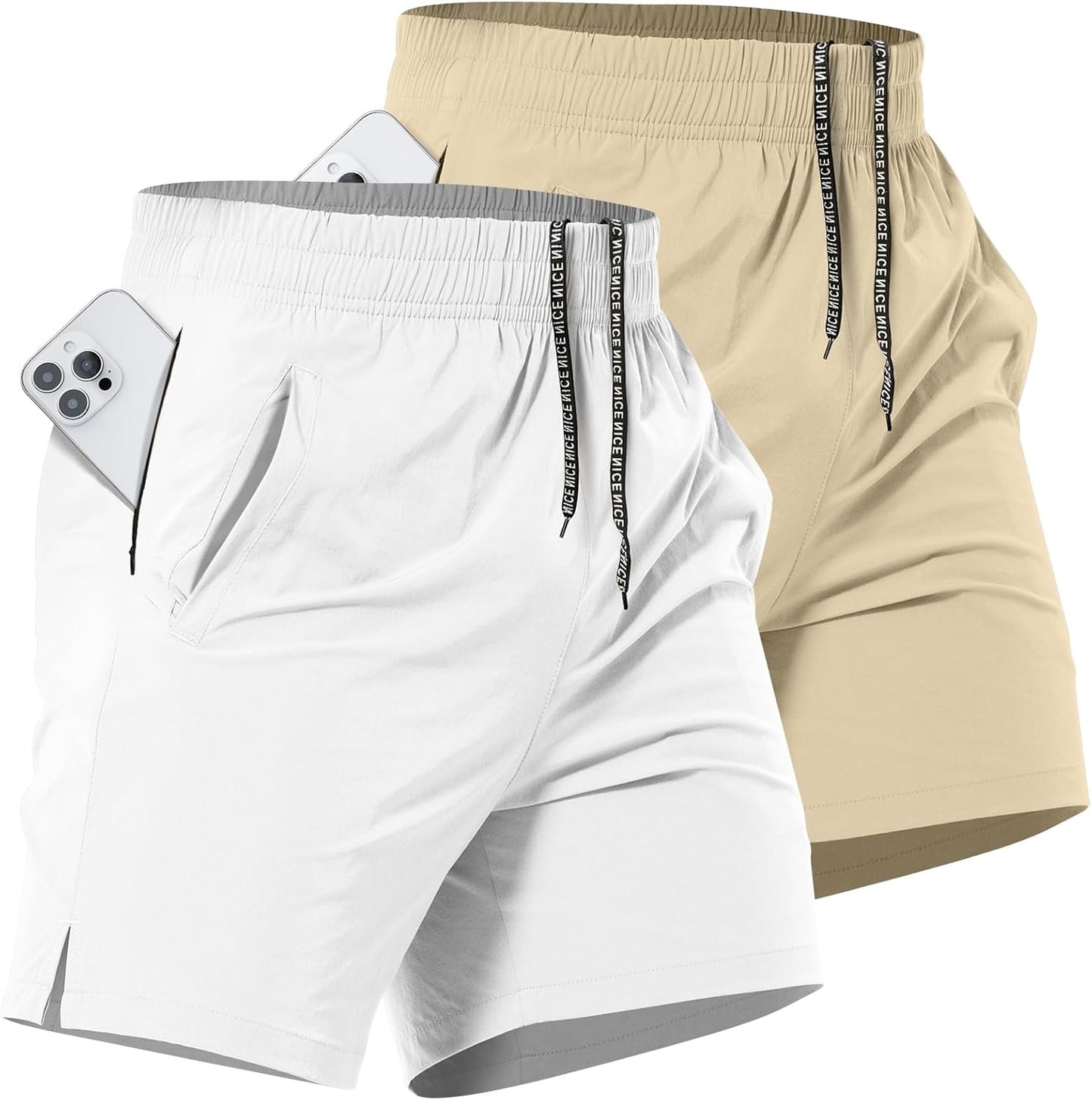 2 Pack Mens Athletic Workout Shorts 7 Inch Quick Dry Gym Shorts with Pockets, Sports Tennis Running Shorts for Men