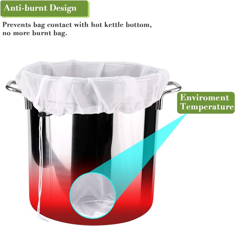 5 Pack Brew Bags Reusable, Extra Large 26"x22" Fine Mesh Strainer Bag for Home Brewing Hops Grains Wine Beer Making Drawstring Straining Brew in a Bag