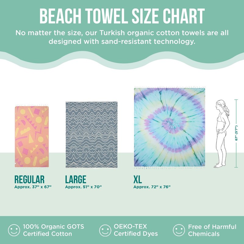 Sand Cloud Beach Towel - Sand Resistant - 100% Organic Turkish Cotton Yarn - Quick Dry Towel for Beach, Picnic, Blanket or Bath - As Seen on Shark Tank - Chains Blue