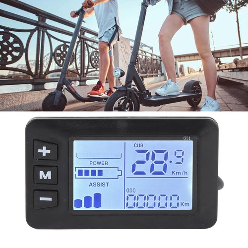 Electric Bike LCD Display Panel with 5 Pin Connector, Electric Scooter Speedometer for Bicycles and Scooters