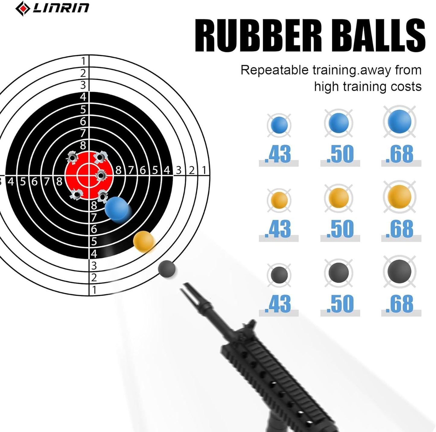 100ct .68 Cal Paintballs for Reusable Training and Less Lethal Self Defense Balls, Paintballs .68 Caliber Ammo Rubber Projectile Fit for Byrna SD/T4E HDR/Paintball Guns