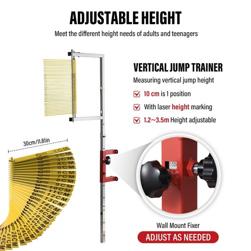 Vertical Jump Trainer | Adjustable Height Jump Tester | Vertical Challenger Measuring Tool, Wall Mounted Volleyball Trainer for Basketball