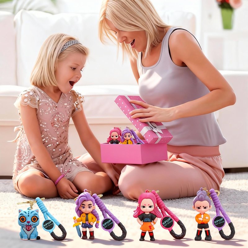 Bellicremas Demon Hunters Keychain Set of 4, Cute Doll Figurine Collectible - Official Demon Hunters Merch for Fans, Bag Charm & Toys Gift