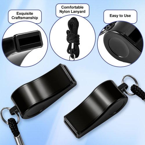 Yihurlm 48 Pack Plastic Whistles,Coach Whistle with Lanyard,Black Sports Whistle Referee Whistle,Loud Crisp Sound Whistles Bulk for Coaches Referees Emergency Soccer Training (Black)