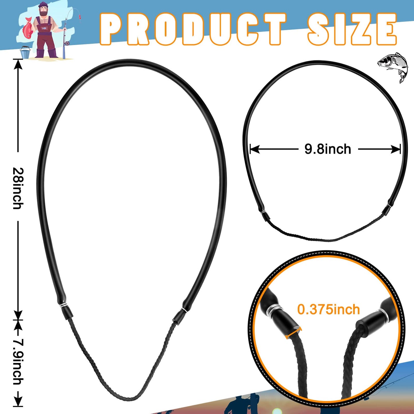 3 Pcs Pole Spear Sling Rubber Speargun Bands Ice Fishing Ice Spearing Equipment for Harpoon Spearfishing Diving, 28 Inch Long