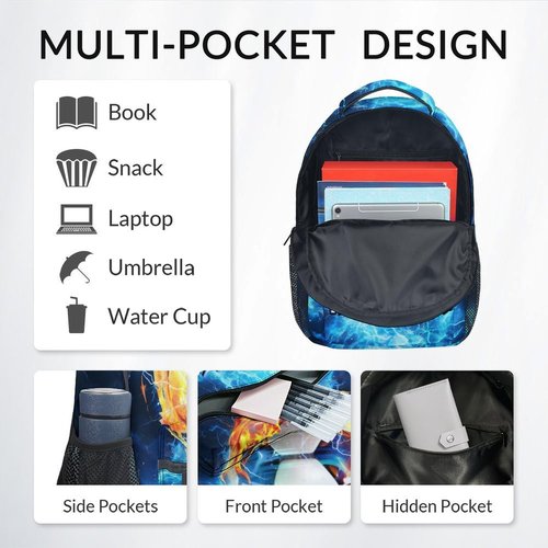 GiftoFLUX Kids Backpack - Personalized Soccer Backpacks for Boys Girls - Custom Sports Bookbag for Youth - Durable School Bag for Elementary(17 Inch)