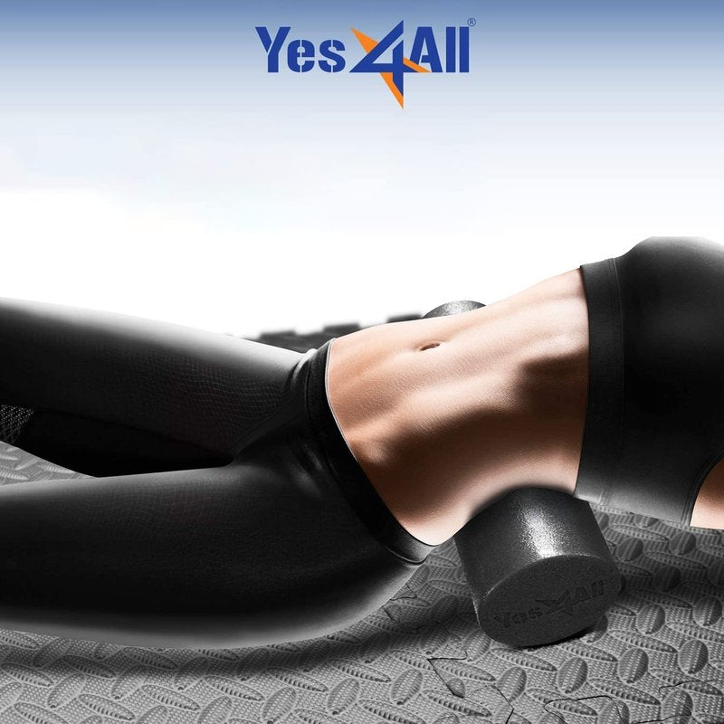 Yes4All Premium USA Medium Density Round PE Foam Roller for Physical Therapy - 36 inch (Silver Black) CFH8