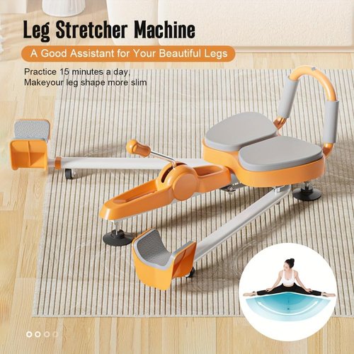 2-in-1 Adjustable Leg Stretcher & Stool with Backrest – 180°Flexible Support for Fitness, Yoga, Plank Exercises & Sitting Posture – Foldable,Portable Design (Orange)