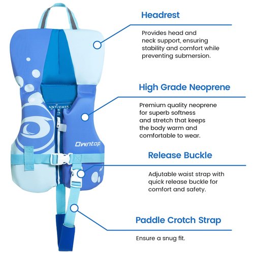 Owntop Toddler Swim Vest Kids Float Jacket Swimming Aid for Children 20-30-40-50 lbs with Adjustable Safety Straps Age 1-6 Years