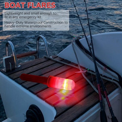 3PCS Boat Flares –Waterproof Emergency Signals for Fishing Nets, Buoys & Boats (Red)