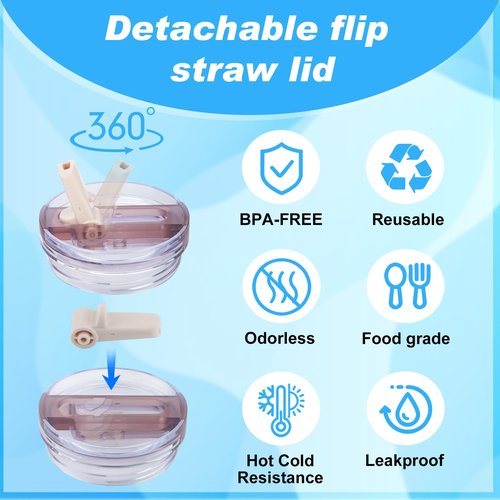 2 Pcs 40oz Tumbler Detachable Flip Straw Lid For Stanley Cup Accessories,Leak Proof Cup Top Lids BPA Free Spill Sproof Straw Cover Replacement for Stanley Quencher Protour