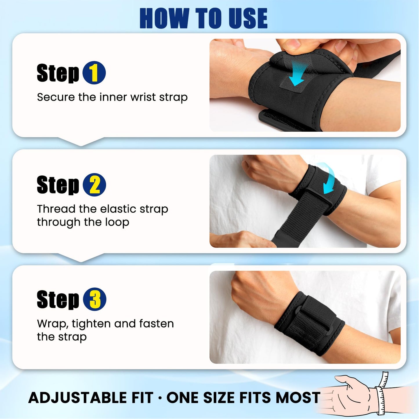 JNATER Wrist Wraps for Men and Women - 2 Pack Adjustable Dual-Layer Wrist Brace for Carpal Tunnel & Arthritis, Wrist Straps For Pain Relief, Wrist Support for Fitness, Workouts & Daily Use (Black)