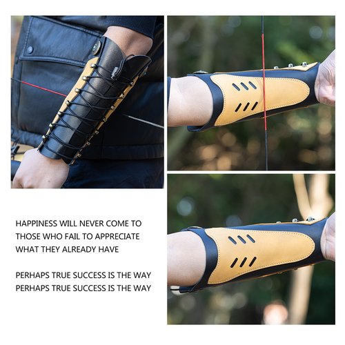 Prespollw Handmade Leather Arm Guard & Shooting Glove - Adjustable Wristband Protector for Hunting & Archery - Unisex Medieval Style Bracer (Brown)