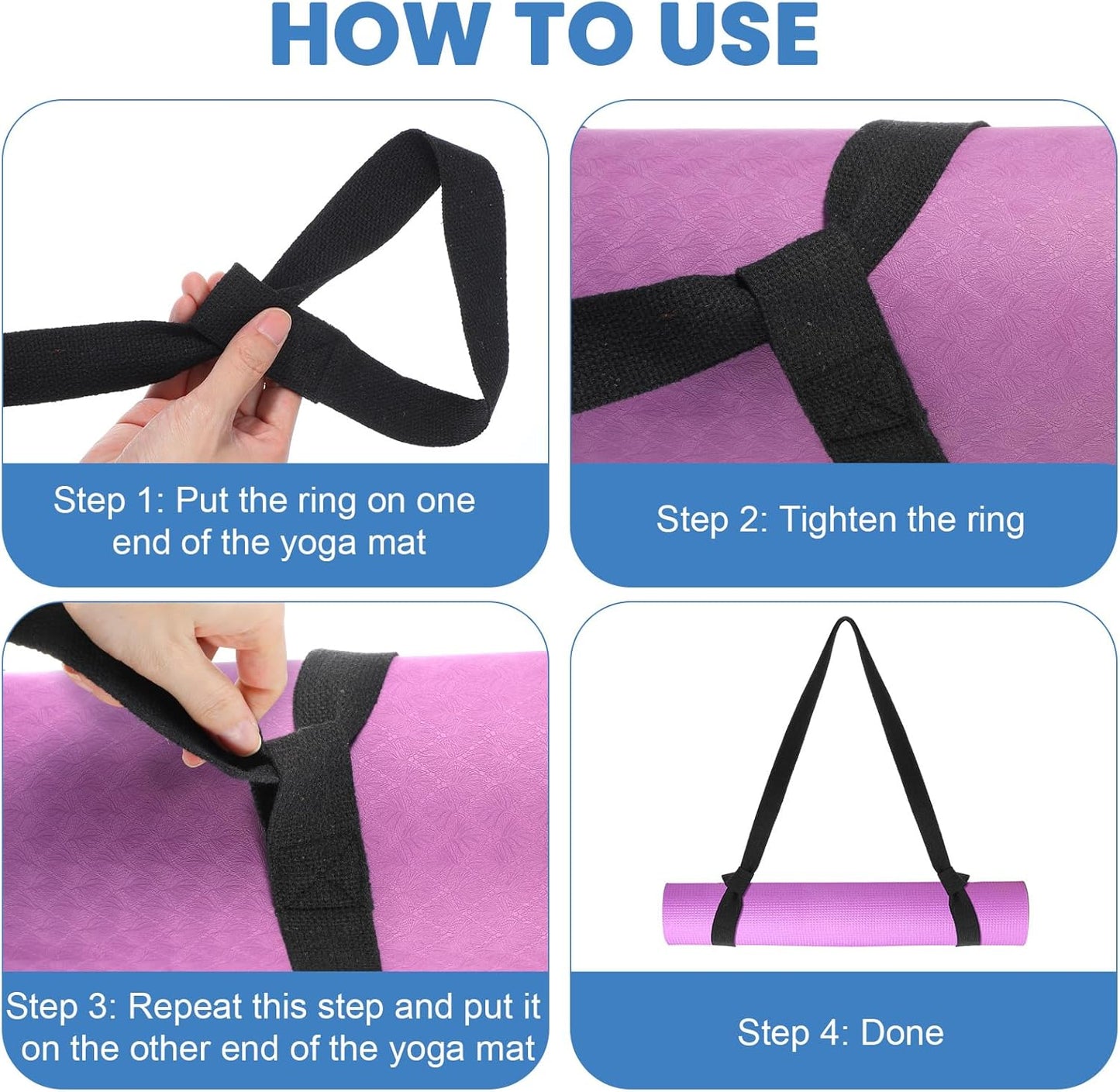 2 PCS Yoga Mat Carrying Strap Yoga Mat Sling Mats Slap Band Easy Holder Strap Adjustable Durable Exercise Carrier for Carrying Exercise Mats or Stretching (Black)