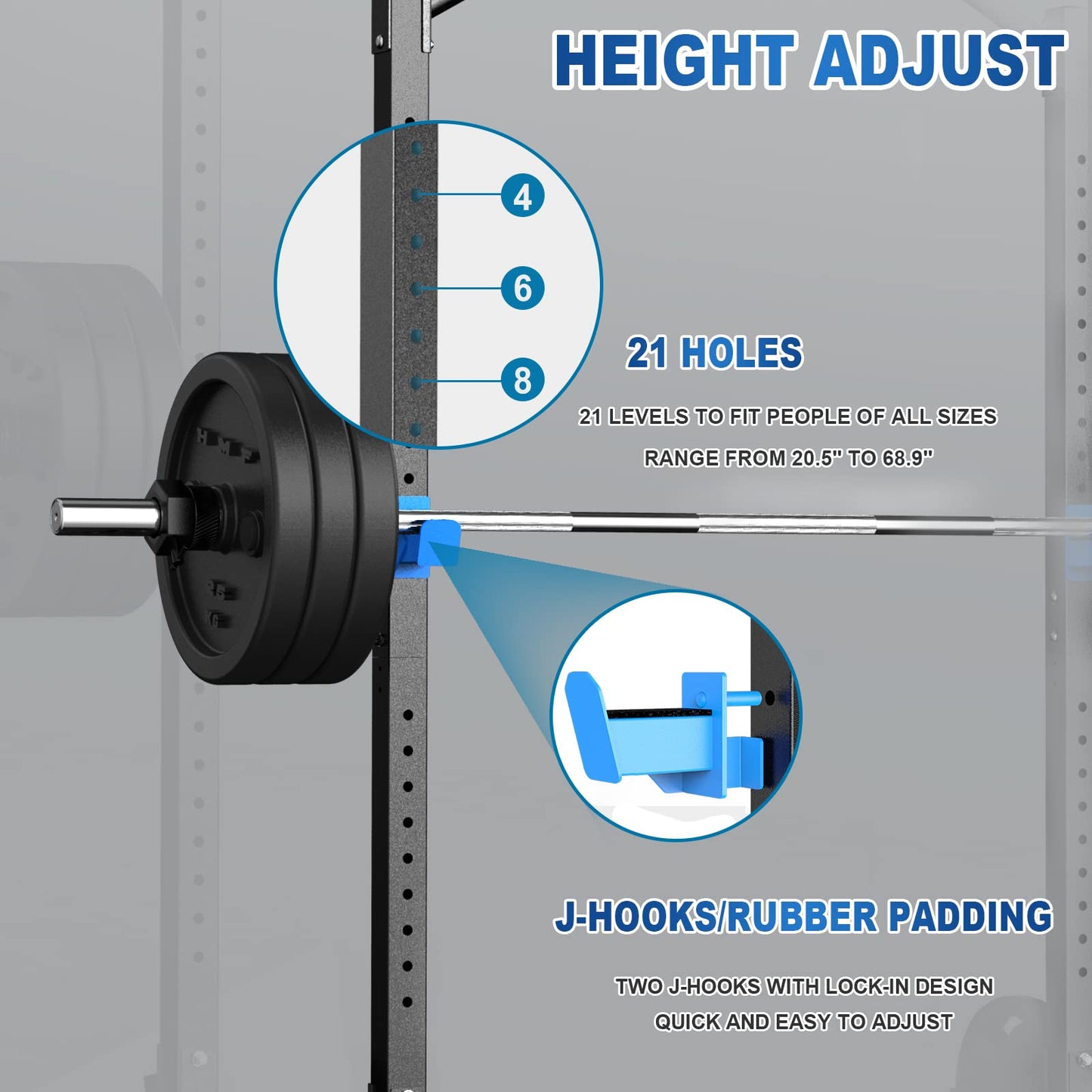 JX FITNESS Squat Rack Cage with Pull Up Bar,Adjustable Power Rack Cage Exercise Squat Stand with Barbell Holder,Weight Lifting Workout Station for Home Gym