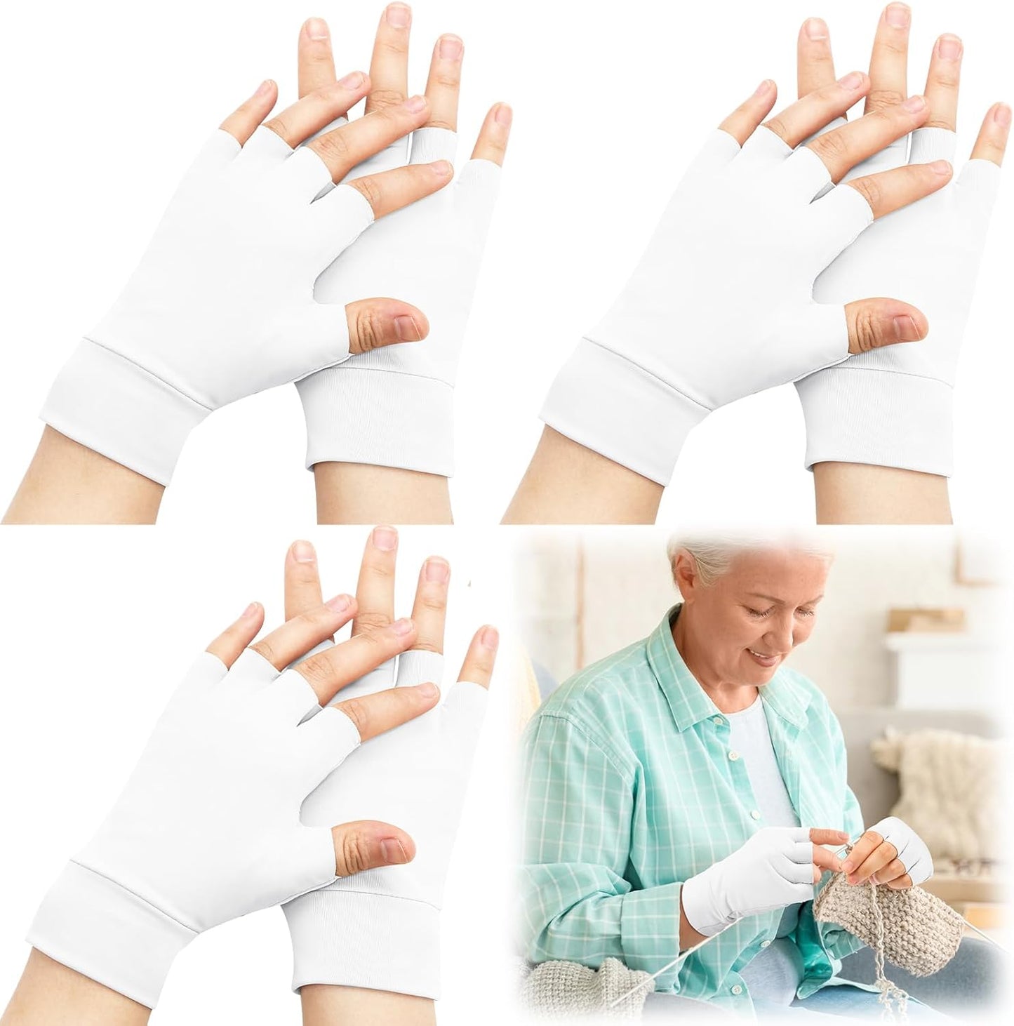 3 Pairs Elderly Skin Thin Protector Gloves Tone Fingerless Gloves Bruise Abrasion Protective to Cover Bruising