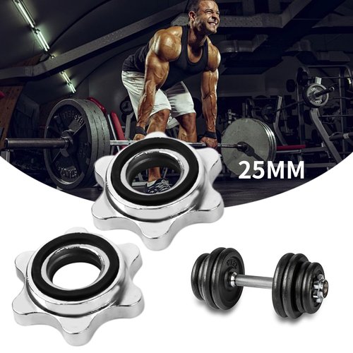 Barbell Collars, 25mm Standard Spin-Lock Clamps, Anti-Slip Screw Collars for Dumbbell Weight Lifting, Secure Fit, Pack of 4 – Heavy Duty Barbell Clamps, Weight Clips for Bars