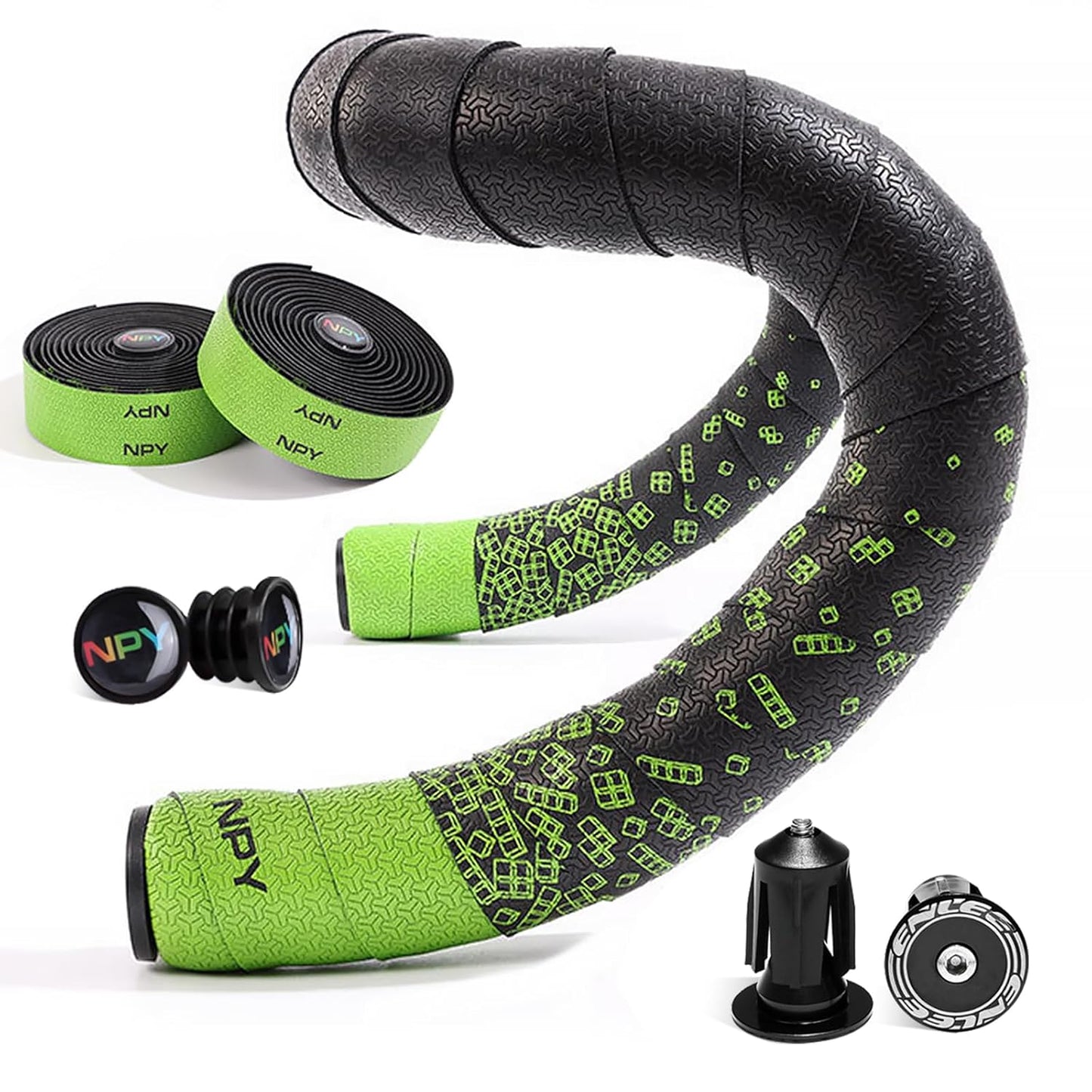 2pcs Bicycle Bar Tape, Bike Handlebar Tape, Road Bicycle Handlebar Tape, Cycling Grip Tape, with 4pcs Handlebar End Plugs, Soft Comfortable, Wear Resistant, Black