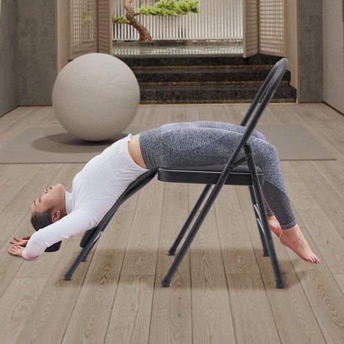 Yoga Auxiliary Chair ,Anti-Slip Exercise Yoga Chair, Foldable Workout Yoga Benches for Adults Waist/Leg Exercises, Hip Movement ,Home Fitness and Stress Relief (Black)