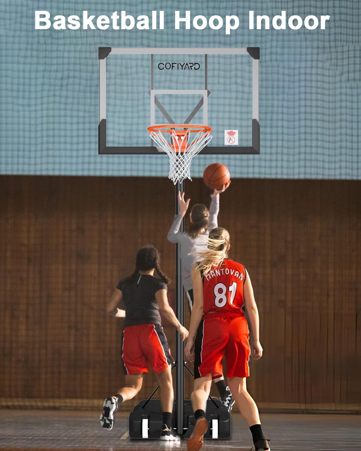 10FT Basketball Hoop Outdoor System with Extra Sandbag,Height Adjustable Basketball Goal System 44 Inch Shatterproof Backboard for Youth/Teens/Adults Indoor Outdoor
