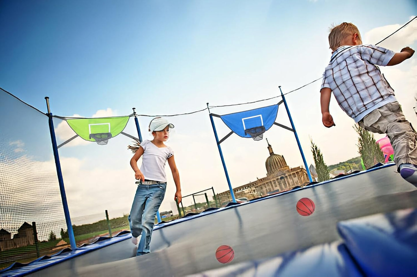 2 Pack Trampoline Basketball Hoop Attachment - Basketball Hoop Goal for Trampoline Accessories Outdoor