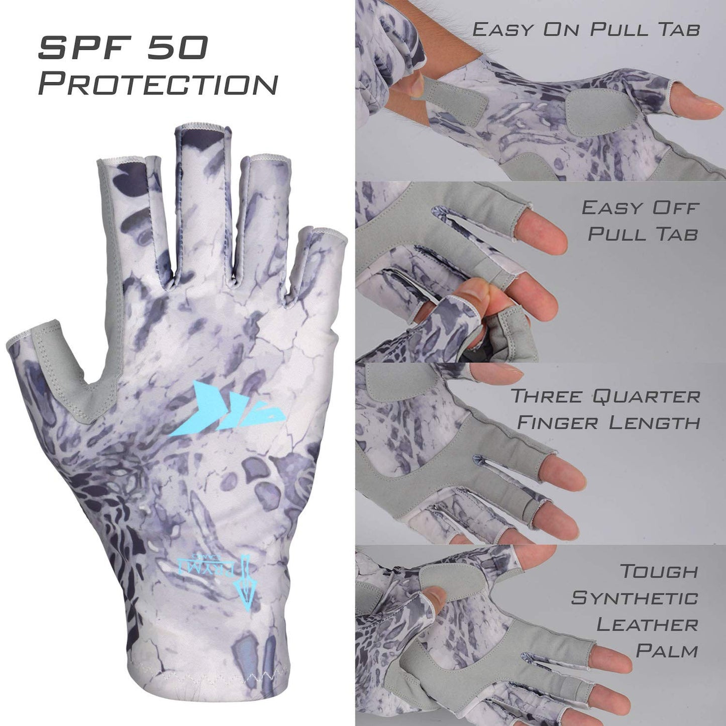 KastKing Sol Armis Sun Gloves UPF50+ Fishing Gloves UV Protection, Sun Protection for Outdoor, Kayaking, Rowing, Silver Mist, Large - X-Large