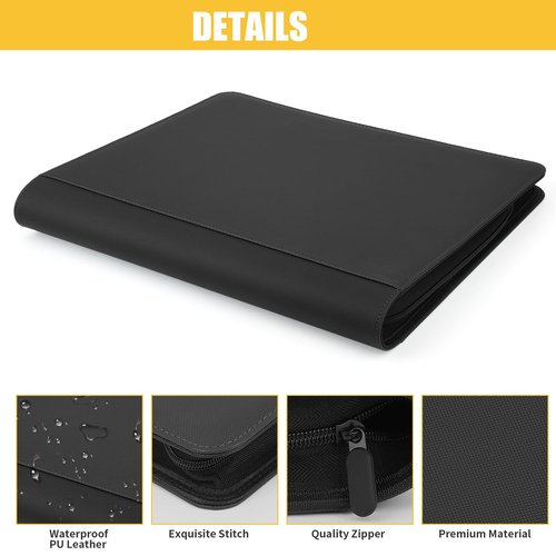 GERMUN Toploader Binder, Holds 324 Toploaders, 9 Pocket Top Loader Binders with Sleeves for 3 x 4'' Toploaders, Double-Sided Pocket Top Loader Storage Binder, Trading Card Binder - Diamond Black