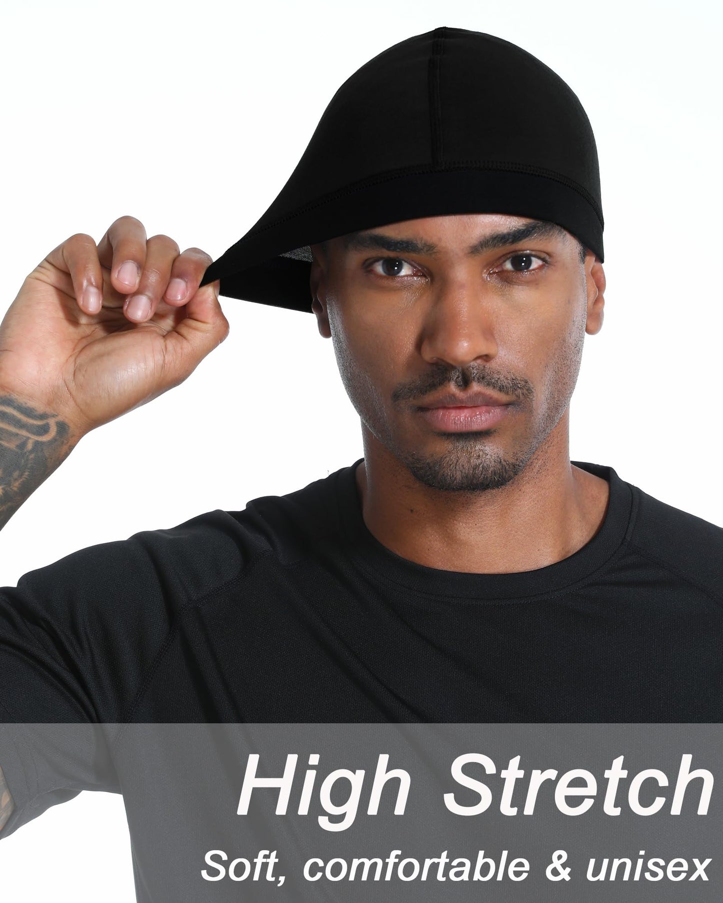 2PCS Cotton Stocking Wave Cap for Men, Wave Caps for 360 540 720 Waves, Good Compression Over Durag Sleeping Skull Hat
