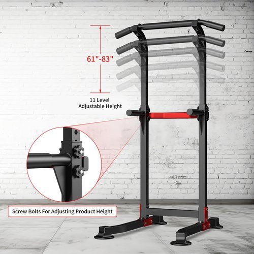 Wesfital Pull Up Bar Dip Bar Power Tower Workout Dip Station Height Adjustable Free Standing Chin Up Bar Home Gym Equipment 330LBS Weight Capacity
