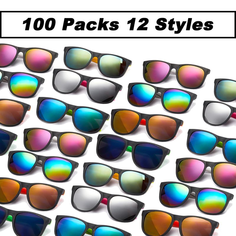 Jorpneost 100 Pcs Sunglasses Party Favors bulk,Neon Sunglasses with UV Protection for Adults Kids Boys and Girls,Summer Pool Beach Party Favors,Birthday Party Supplies,Goody Bags Filler