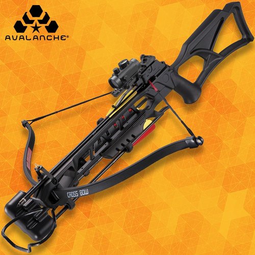 Avalanche Anaconda Recurve Crossbow Kit - 175lbs Draw Weight | Arrow Speeds Up to 245 FPS | Black Composite Stock | Red Dot Scope | Picatinny Rail Mount | Cross Bow for Hunters | 18.5” Power Stroke