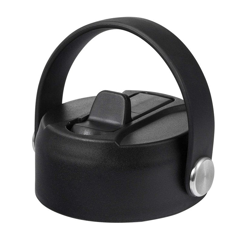 KMN Wide Mouth Straw Lid with Flip Top, Replacement Cap with Straw for Hydro Flask 18 32 40 oz Wide Mouth Water Bottle & 12 16 20 oz Coffee Flask, BPA-Free Leakproof Sports Lid (Black-2 Pack)