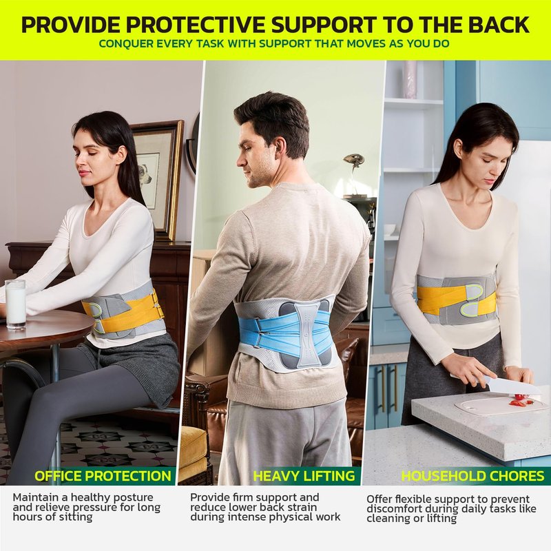 aoFIT Back Brace for Lower Back Pain Relief, Adjustable Lumbar Support Belt with Steel Plates, Dual Compression, Breathable 3D Knit Fabric, Slim Waist Design for Work, Gym, Sciatica, Herniated Disc L