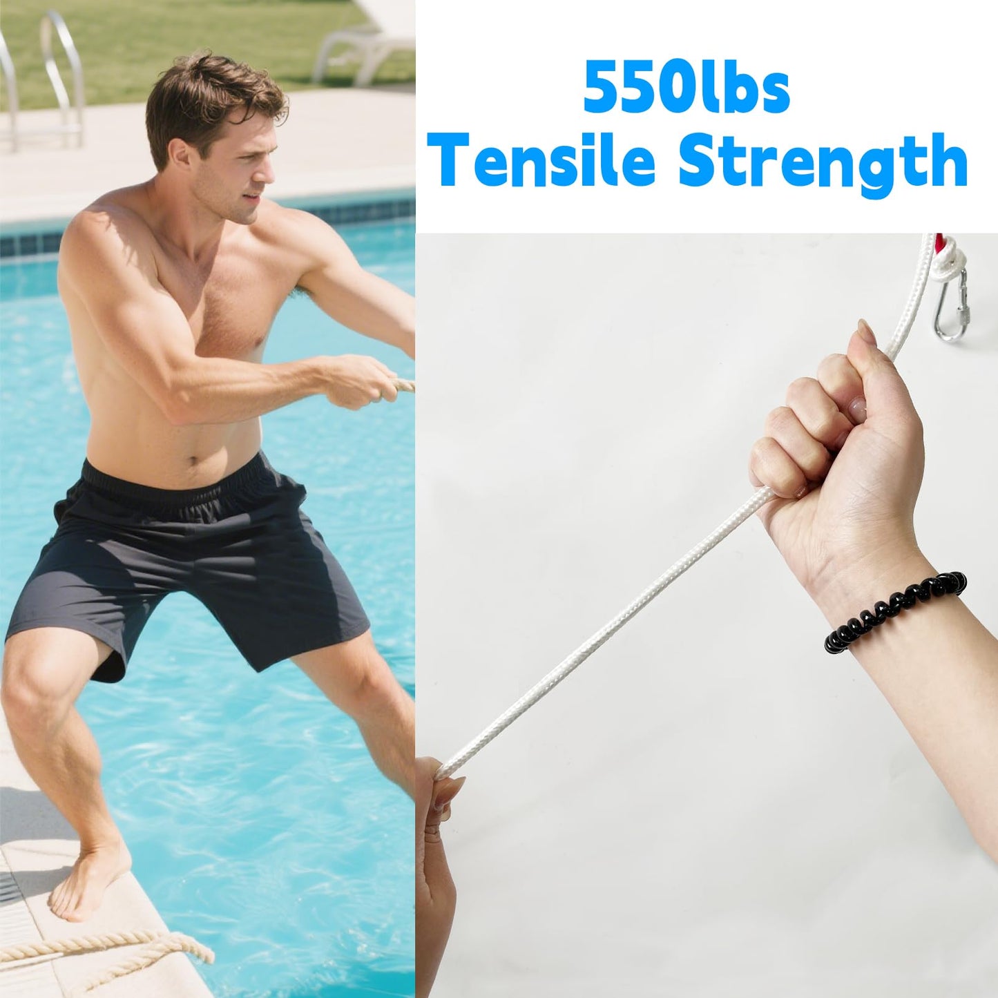 2 Pcs Water Floating Lifesaving Ropes,98.4 FT Professional Throwing Rope Line for Boating Fishing,Outdoor Professional Throwing Rope Rescue Lifeguard Rescue Lifeline,(White)