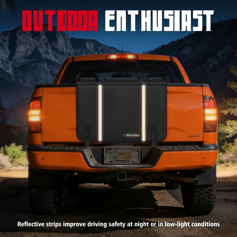 Tailgate 2 Bike Pad for E-Bike and Mountain Bike, Outdoors Tailgate Protection Pad with Additional Replaceable E-Bike Straps, Ebike Tailgate Bed Mat for Truck Pickup