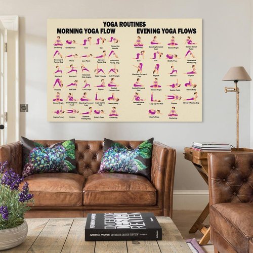 FOLIUMK Yoga Poses Poster Yoga Beginner Workout Chart Home Fitness Decor12x18inch(30x45cm)