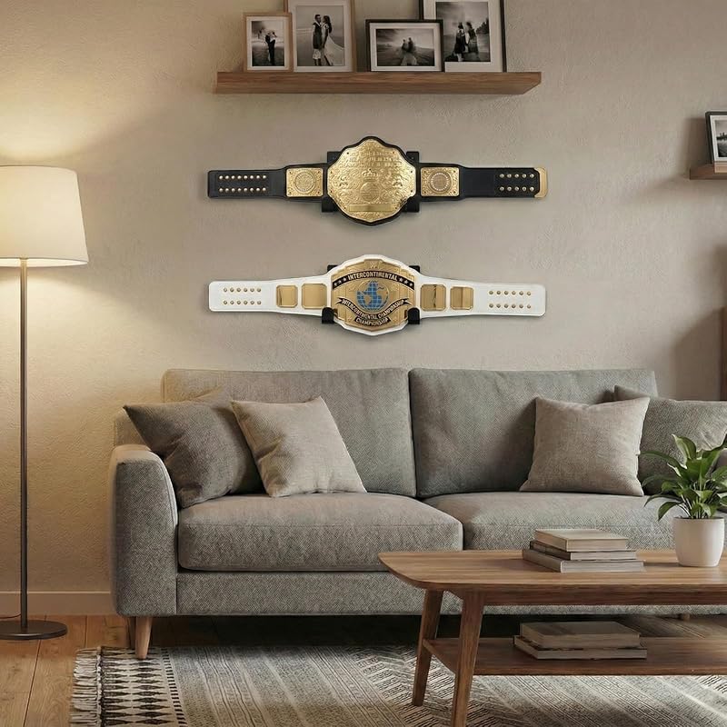 4Pack Black Acrylic Championship Belt Wall Mount Display Hangers – Minimalist Floating Belt Racks