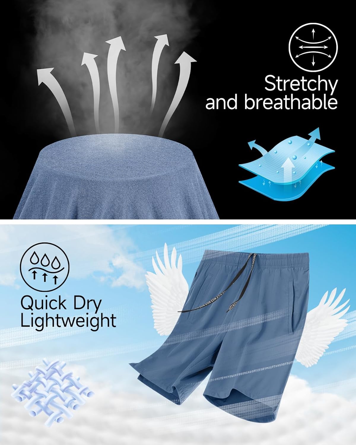 2 Pack Mens Athletic Workout Shorts 7 Inch Quick Dry Gym Shorts with Pockets, Sports Tennis Running Shorts for Men