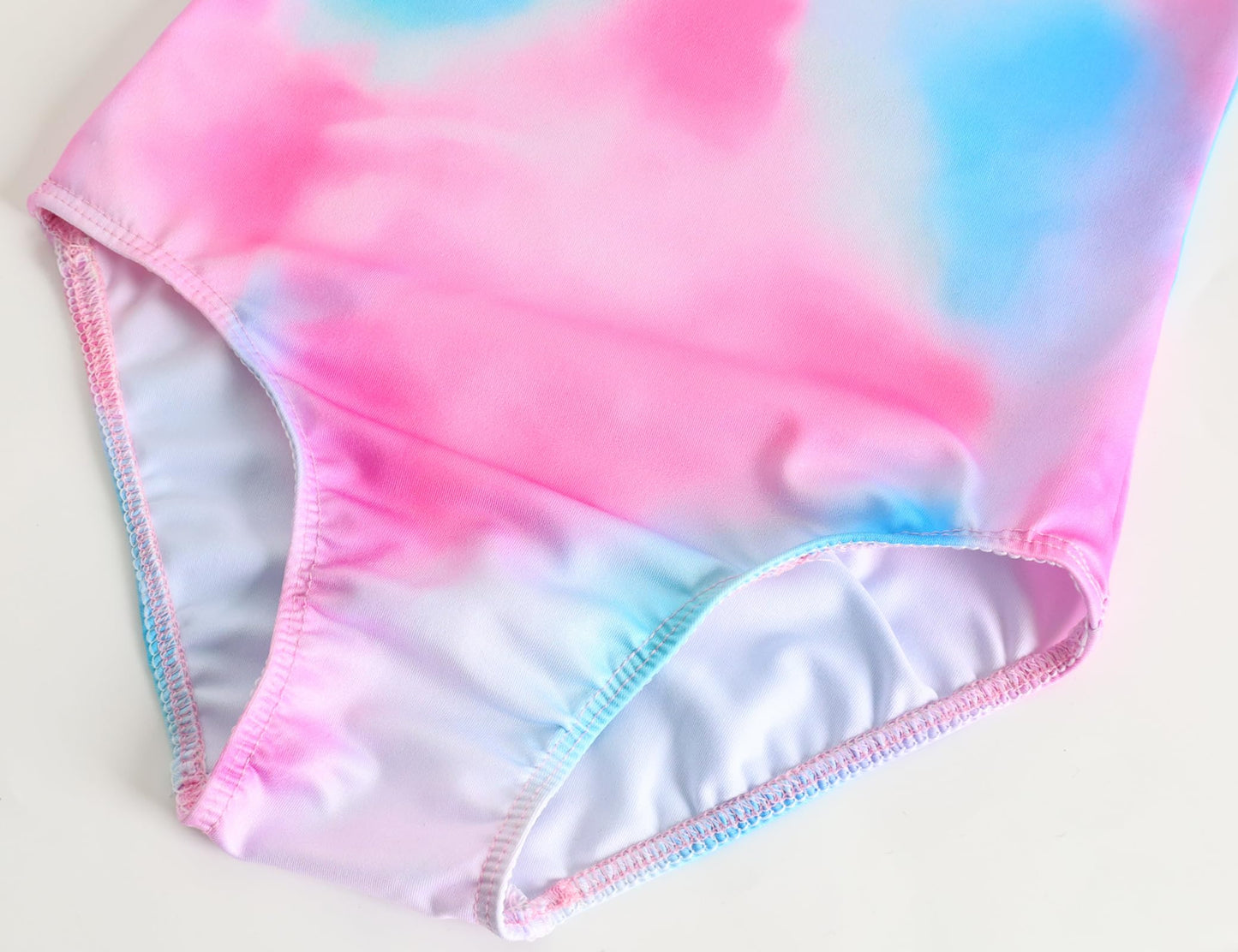 TENVDA Girls Leotards for Gymnastics 10-12 Years Old Pink Blue Tie Dye Tumbling Outfit Matching Shorts Sets Kids Bodysuits
