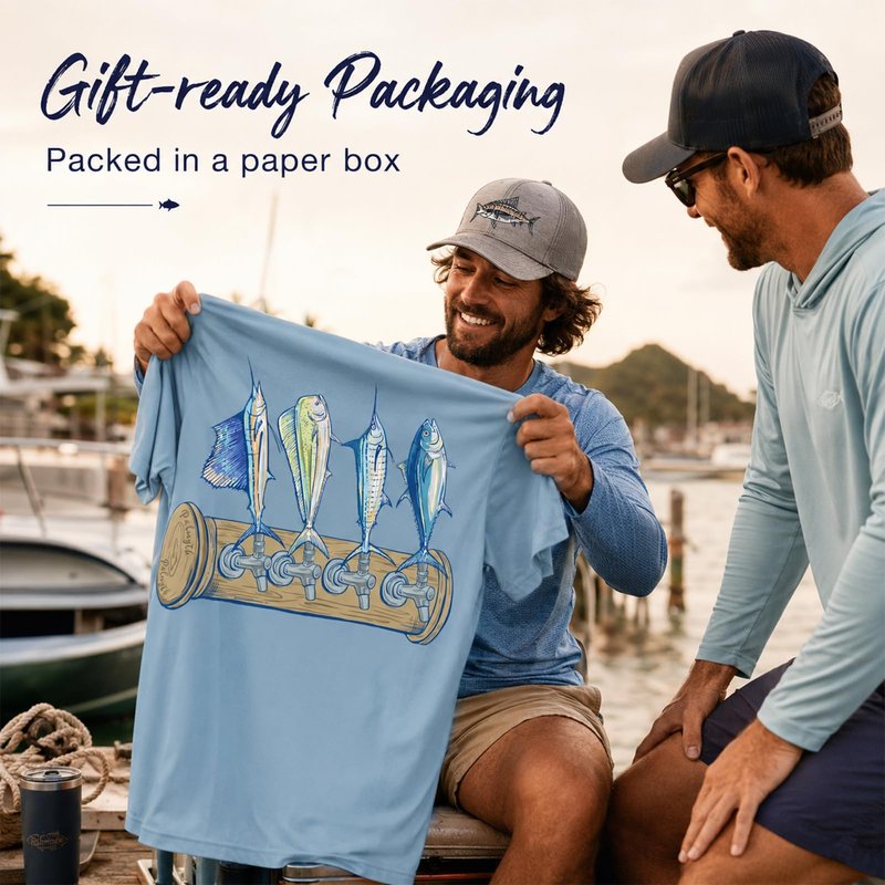 Palmyth Fishing Shirts for Men Short Sleeve T-Shirt UPF 50+ Sun Protection UV Tee AiryBlue Tapped XL